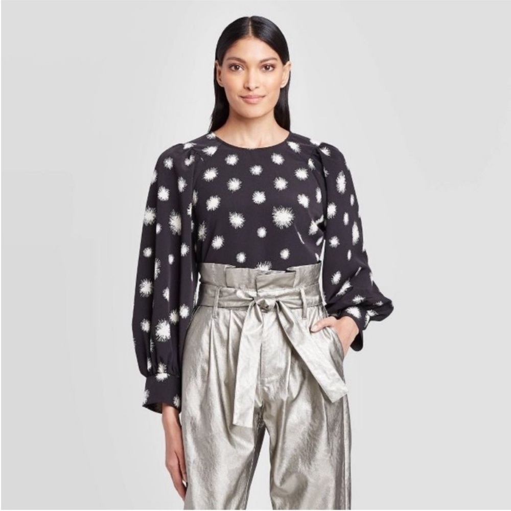 Who What Wear Black and White Women's Blouse